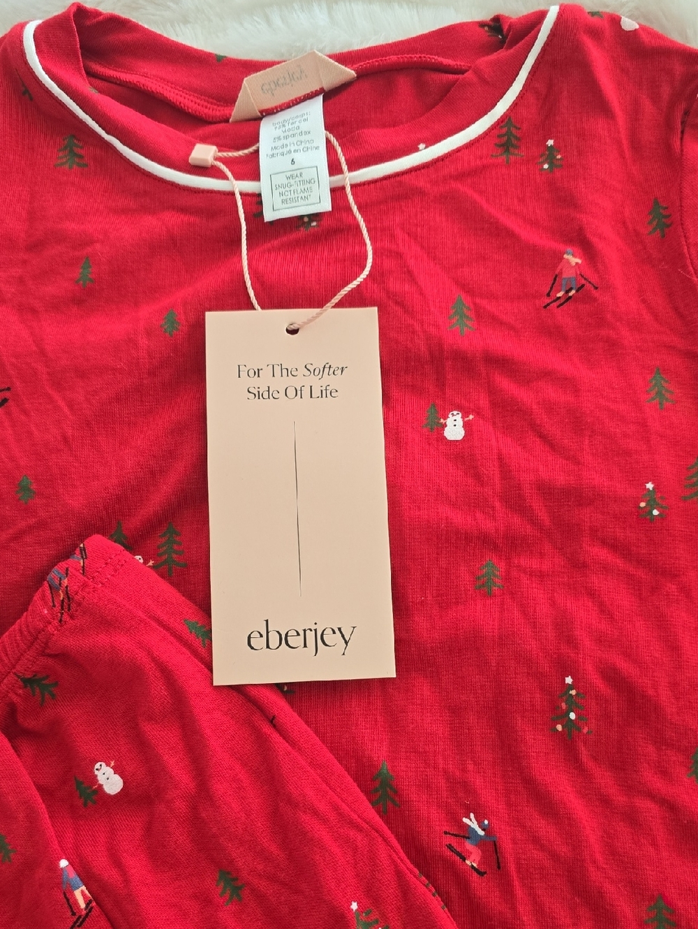 Eberjey Red Holiday Print Long-Sleeve PAJAMA SET